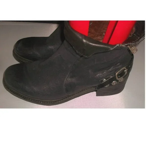 A.S.98 Black-Leather Moto-Style Harness Boots Handmade in Italy 42/10.5M $395 - Picture 9 of 13